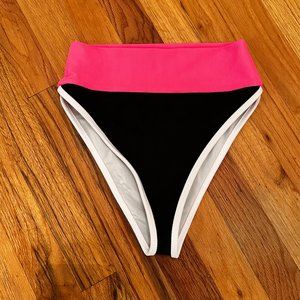 Beach Riot Becca Bottom Cool Fluorescents - Size Small (Black/White/Hot Pink)